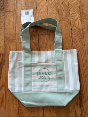 Trader Joe’s Striped Mini Canvas Tote Bag - Green